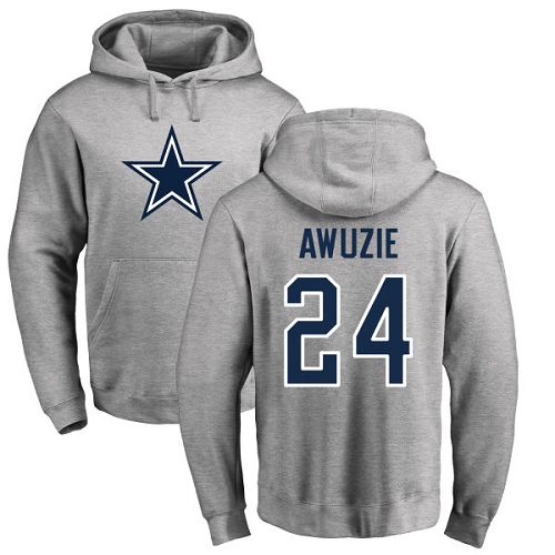 Men Dallas Cowboys Ash Chidobe Awuzie Name and Number Logo #24 Pullover NFL Hoodie Sweatshirts->nfl t-shirts->Sports Accessory